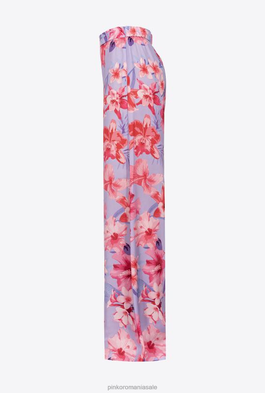 pantaloni casual | pantaloni largi cu imprimeu floral Pinko liliac/roz deschis/fucsia B0D08650