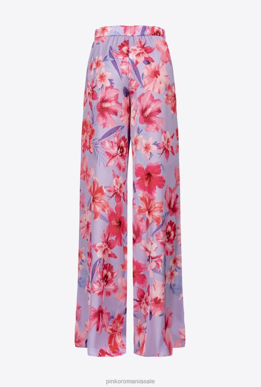 pantaloni casual | pantaloni largi cu imprimeu floral Pinko liliac/roz deschis/fucsia B0D08650
