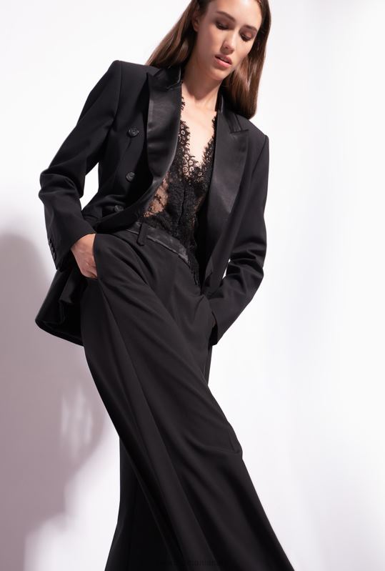 pantaloni casual | pantaloni largi cu satin Pinko limuzina neagră B0D08735