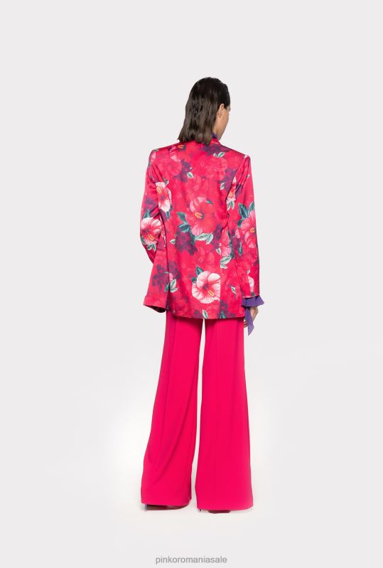 pantaloni casual | pantaloni largi din crepon fluid Pinko roșu zmeură B0D08644