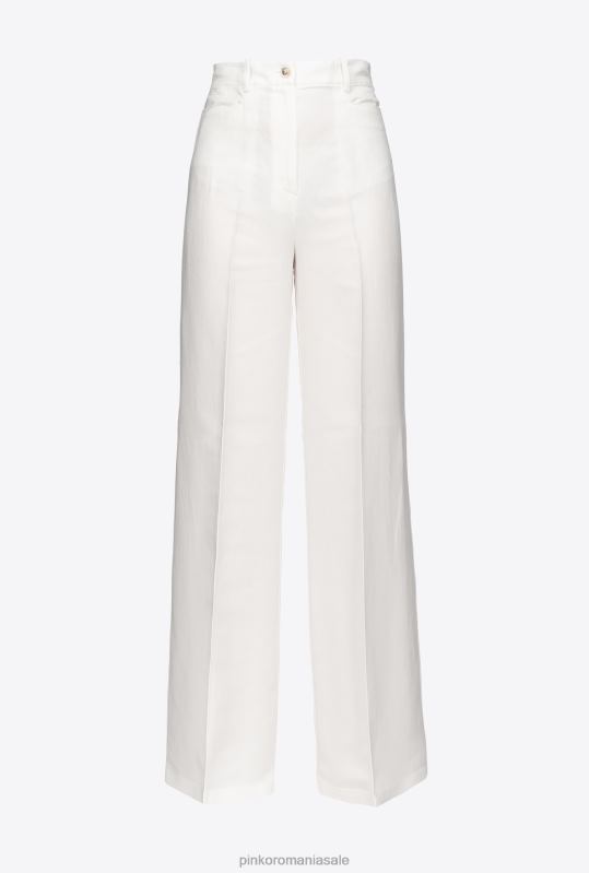 pantaloni casual | pantaloni largi din in Pinko alb de mătase B0D08682