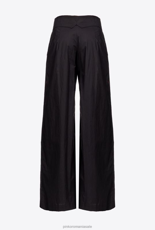 pantaloni casual | pantaloni largi din poplin Pinko limuzina neagră B0D08783