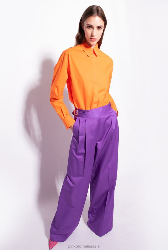 pantaloni casual | pantaloni palazzo cu bretele în talie Pinko mândrie violet B0D08727
