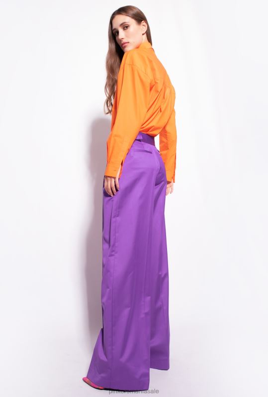 pantaloni casual | pantaloni palazzo cu bretele în talie Pinko mândrie violet B0D08727