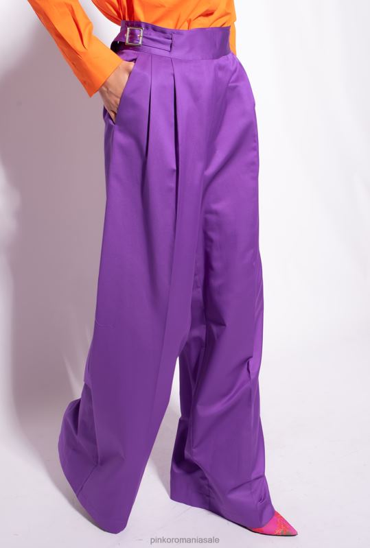 pantaloni casual | pantaloni palazzo cu bretele în talie Pinko mândrie violet B0D08727