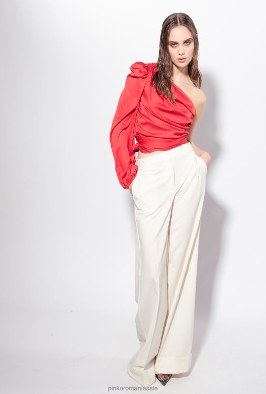 pantaloni casual | pantaloni palazzo cu talie înaltă Pinko alb de inghetata de vanilie B0D08739