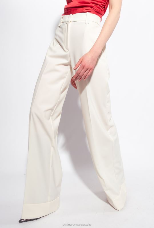 pantaloni casual | pantaloni palazzo cu talie înaltă Pinko alb de inghetata de vanilie B0D08739