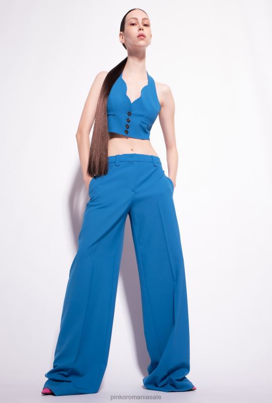 pantaloni casual | pantaloni palazzo cu talie înaltă Pinko director albastru B0D08740