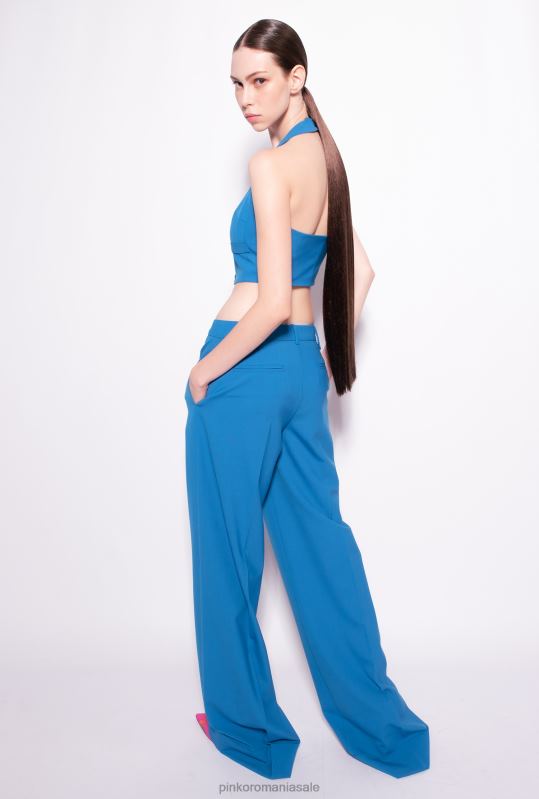 pantaloni casual | pantaloni palazzo cu talie înaltă Pinko director albastru B0D08740