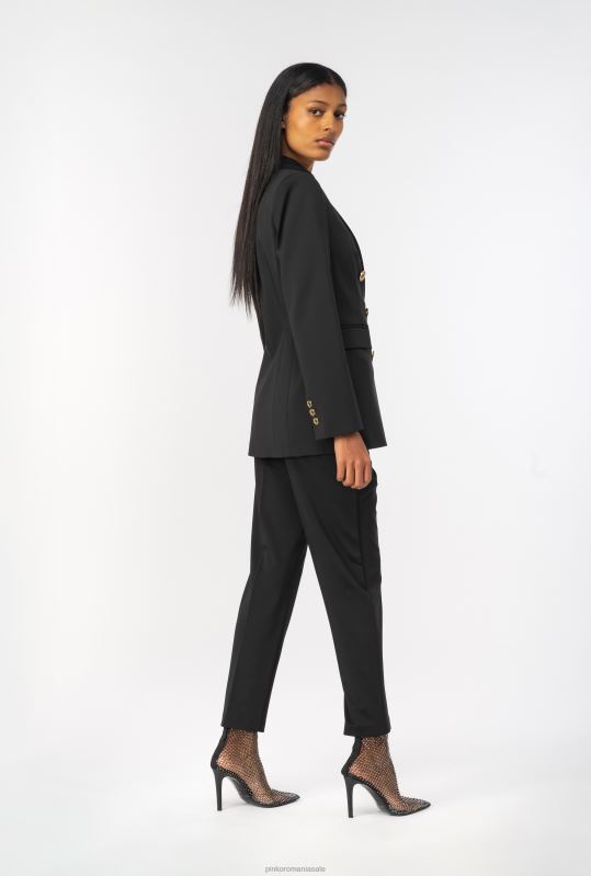 pantaloni casual | pantaloni slim-fit cu centură de păsări de dragoste Pinko limuzina neagră B0D08761