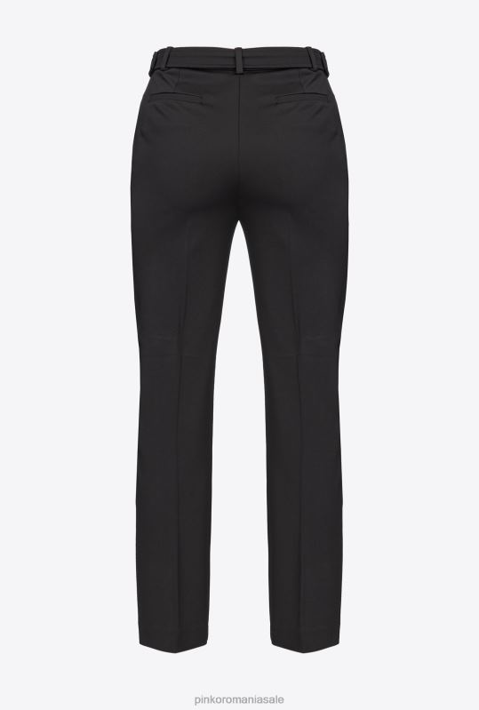pantaloni casual | pantaloni slim-fit cu centură de păsări de dragoste Pinko limuzina neagră B0D08761