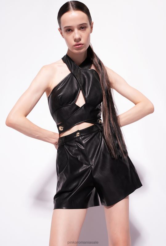 pantaloni scurți | pantaloni scurți cu aspect de piele Pinko limuzina neagră B0D08721