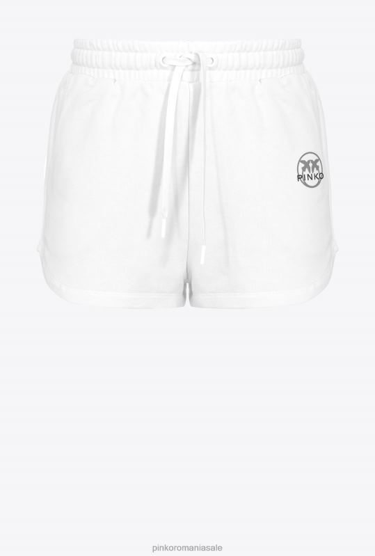 pantaloni scurți | pantaloni scurți cu imprimeu cu logo Pinko alb de mătase B0D08754