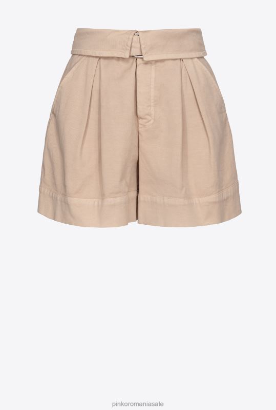 pantaloni scurți | pantaloni scurți cu talie înaltă cu centuri Pinko bej safari B0D08751