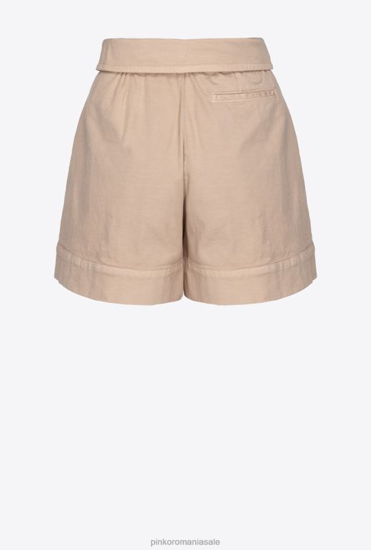 pantaloni scurți | pantaloni scurți cu talie înaltă cu centuri Pinko bej safari B0D08751