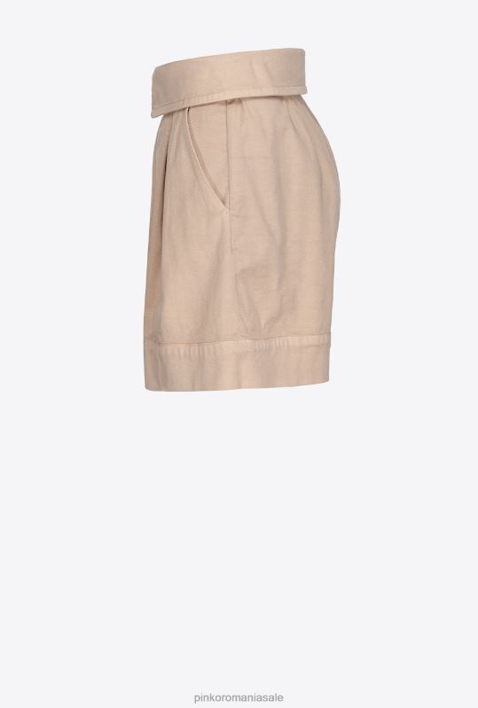 pantaloni scurți | pantaloni scurți cu talie înaltă cu centuri Pinko bej safari B0D08751