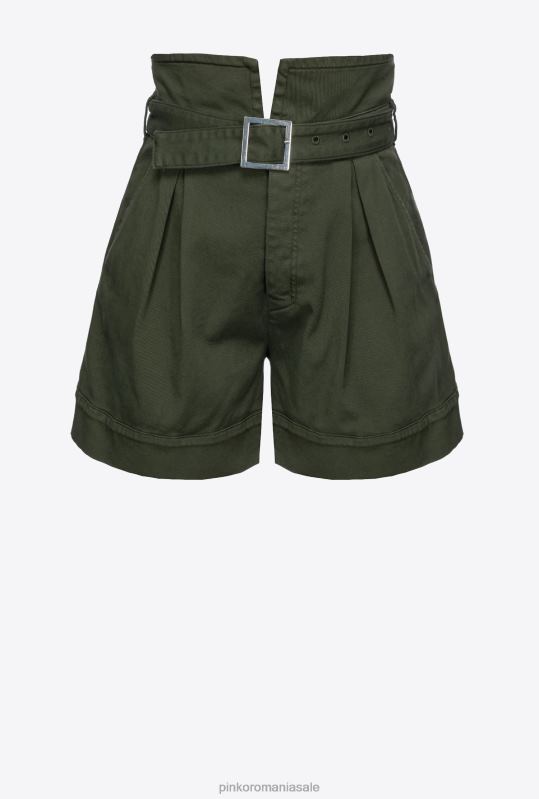 pantaloni scurți | pantaloni scurți cu talie înaltă cu centuri Pinko verde pușcă B0D08752