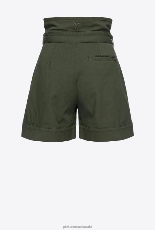pantaloni scurți | pantaloni scurți cu talie înaltă cu centuri Pinko verde pușcă B0D08752