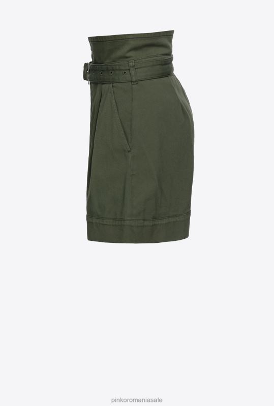 pantaloni scurți | pantaloni scurți cu talie înaltă cu centuri Pinko verde pușcă B0D08752