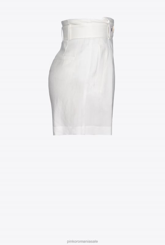 pantaloni scurți | pantaloni scurți de in cu centuri Pinko alb de mătase B0D08686