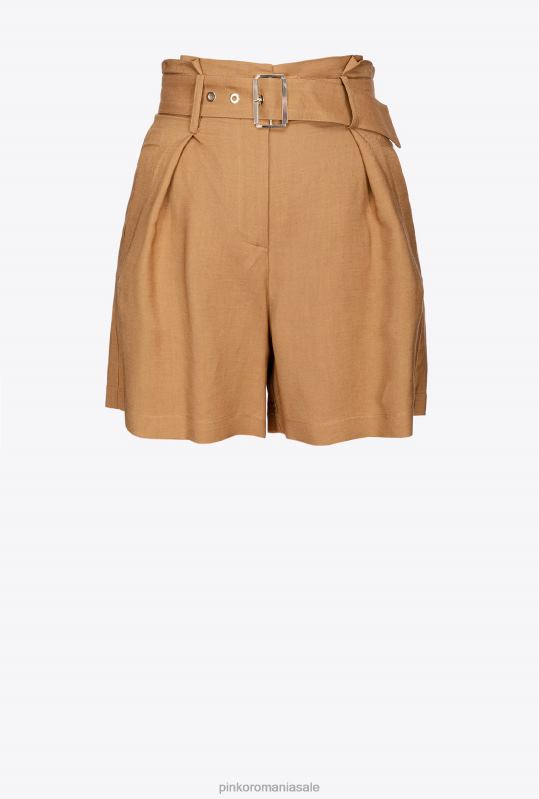 pantaloni scurți | pantaloni scurți de in cu centuri Pinko muştar B0D08687