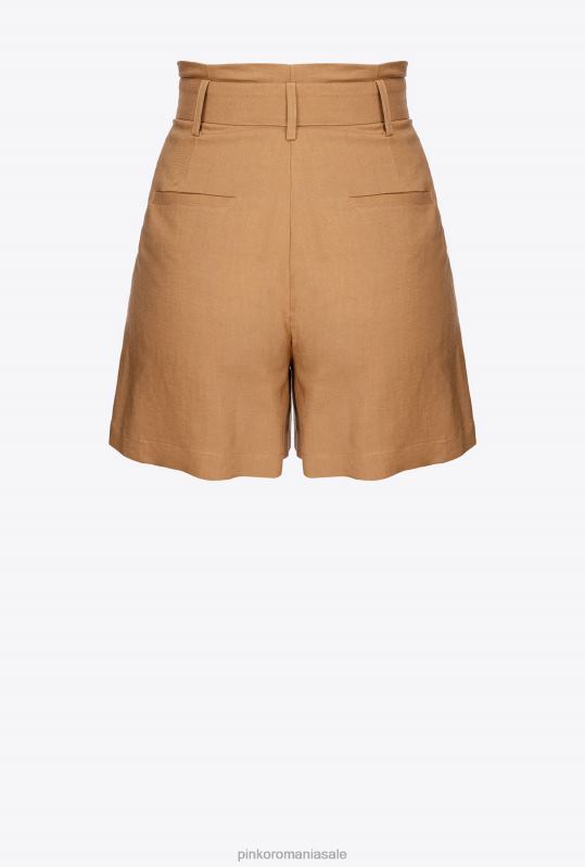 pantaloni scurți | pantaloni scurți de in cu centuri Pinko muştar B0D08687