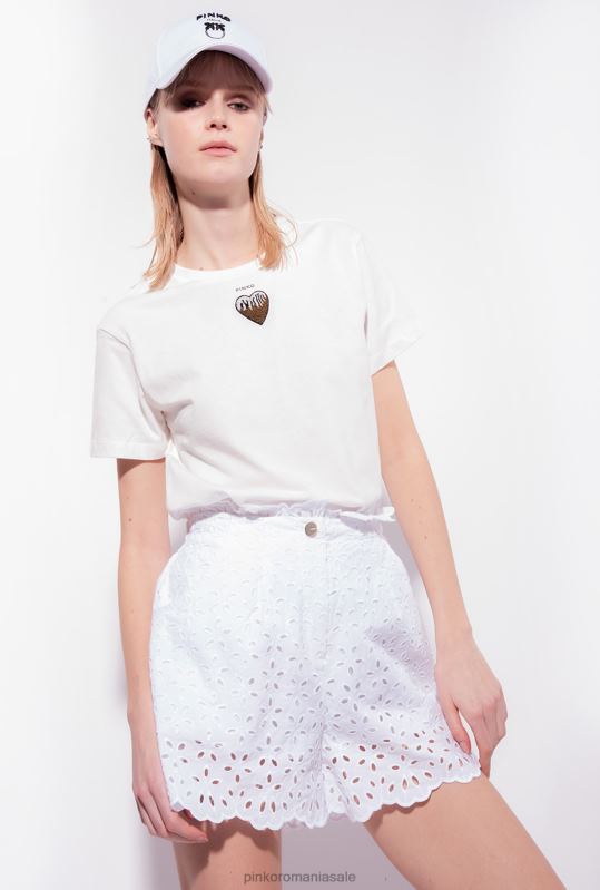 pantaloni scurți | pantaloni scurți din broderie englezească Pinko alb strălucitor B0D08698