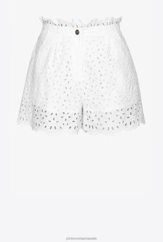 pantaloni scurți | pantaloni scurți din broderie englezească Pinko alb strălucitor B0D08698