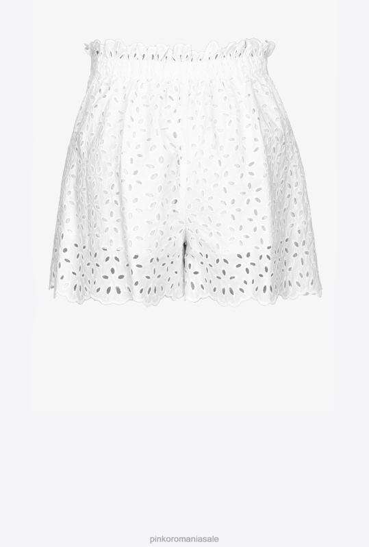pantaloni scurți | pantaloni scurți din broderie englezească Pinko alb strălucitor B0D08698