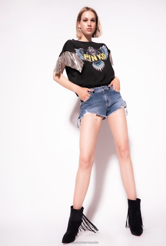 pantaloni scurți | pantaloni scurți din denim cu franjuri Pinko spălare vintage ușoară B0D08688