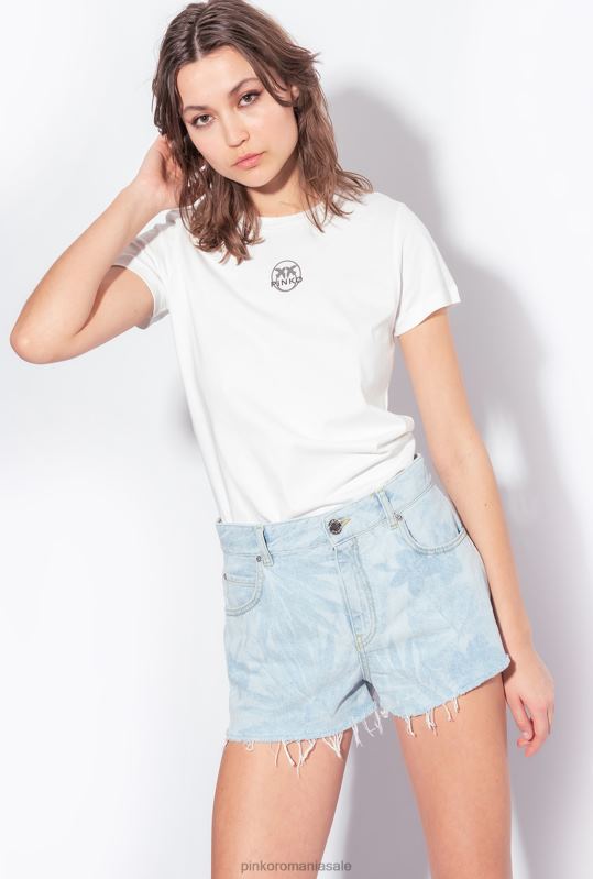pantaloni scurți | pantaloni scurți din denim cu motiv tropical laser Pinko azur/alb B0D08690