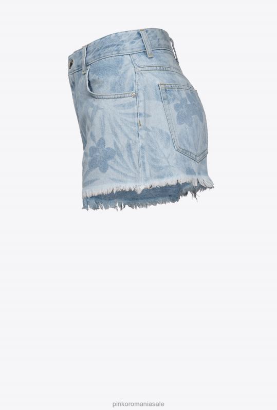 pantaloni scurți | pantaloni scurți din denim cu motiv tropical laser Pinko azur/alb B0D08690