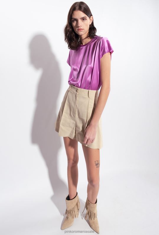 pantaloni scurți | pantaloni scurți din in stretch Pinko bej migdal înghețat B0D08701