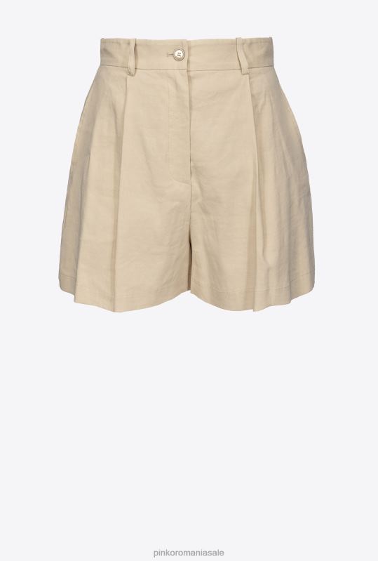 pantaloni scurți | pantaloni scurți din in stretch Pinko bej migdal înghețat B0D08701