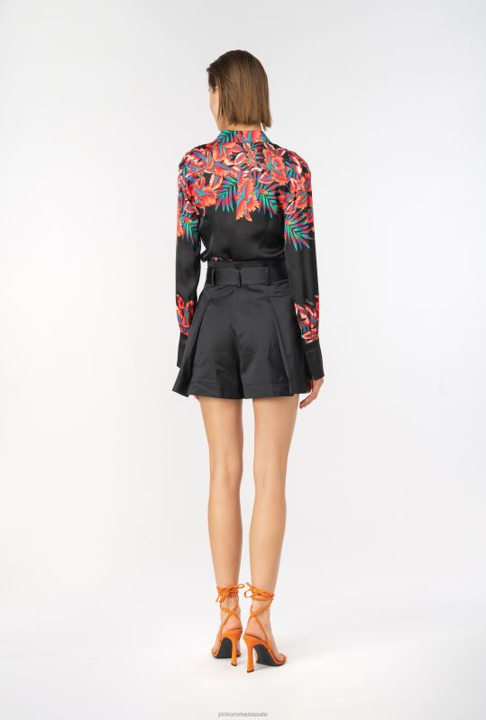 pantaloni scurți | pantaloni scurți din poplin cu centuri Pinko limuzina neagră B0D08703