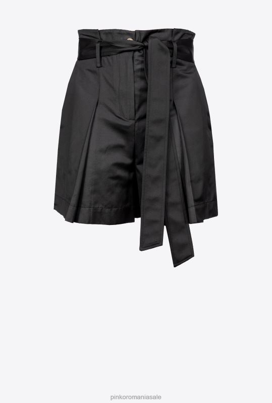 pantaloni scurți | pantaloni scurți din poplin cu centuri Pinko limuzina neagră B0D08703