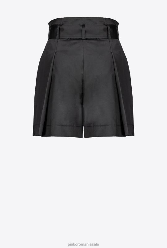pantaloni scurți | pantaloni scurți din poplin cu centuri Pinko limuzina neagră B0D08703