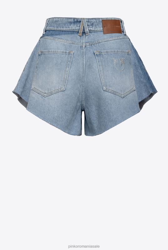 pantaloni scurți | pantaloni scurți fluture din denim albit Pinko spălare vintage ușoară B0D08659