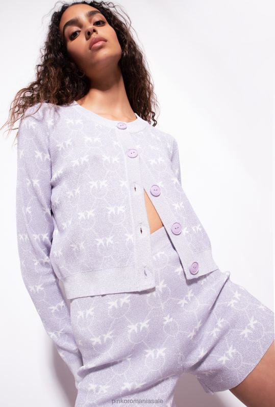 pantaloni scurți | pantaloni scurți monogram din lurex Pinko liliac/alb B0D08718