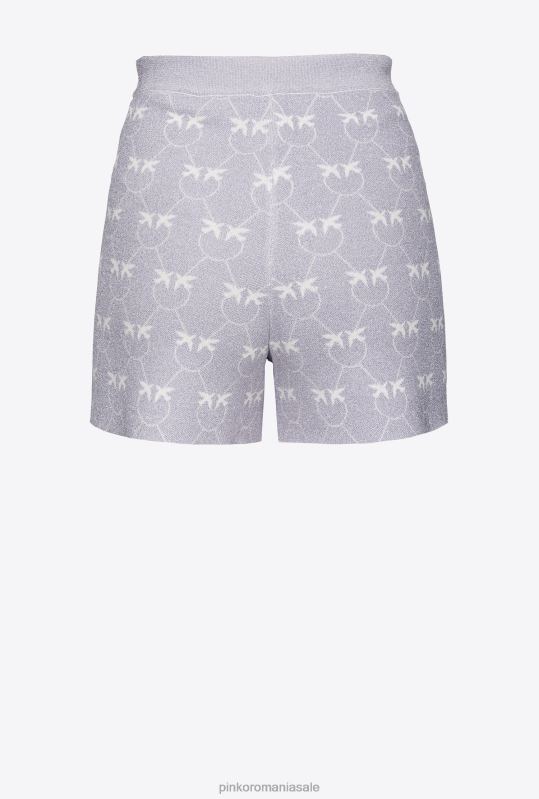 pantaloni scurți | pantaloni scurți monogram din lurex Pinko liliac/alb B0D08718