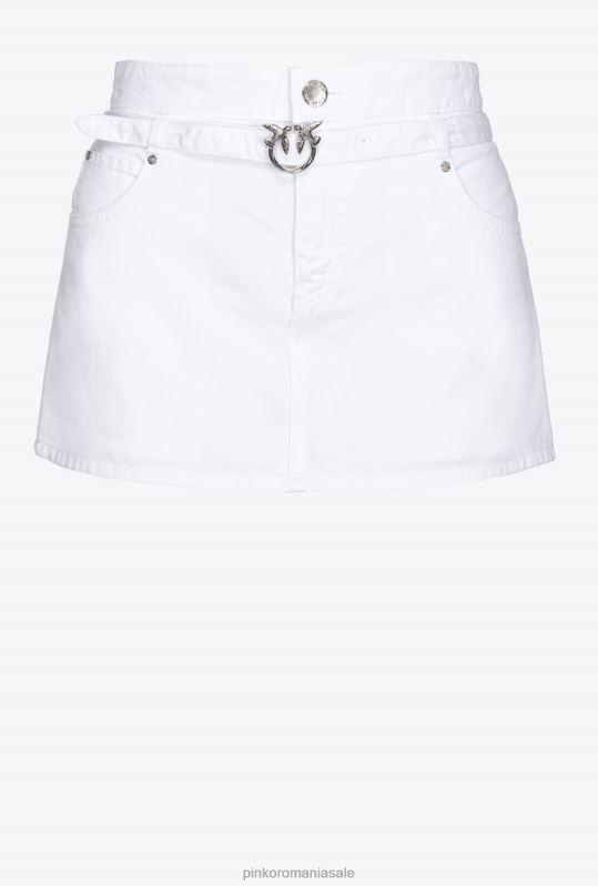 pantaloni scurți | pantaloni scurti tip fusta mini cu centura Pinko alb strălucitor B0D08674