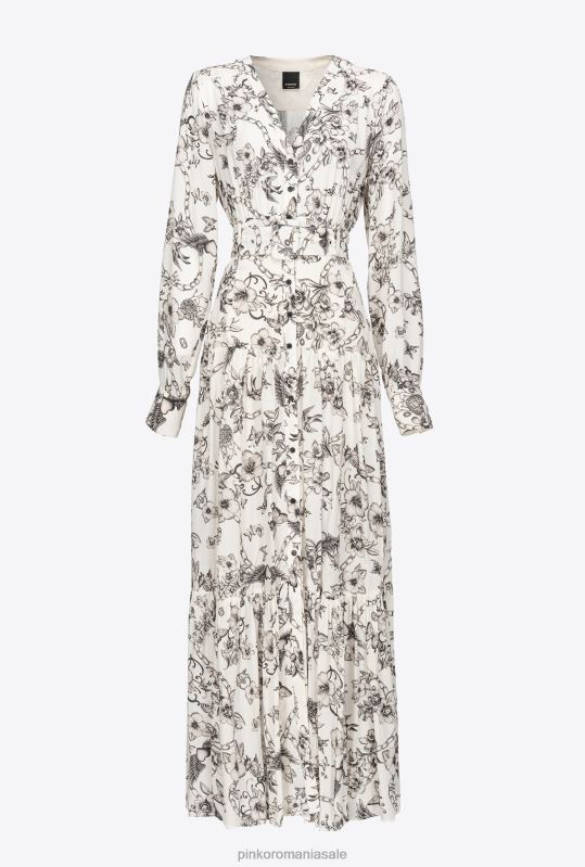 rochii lungi | rochie cămașă cu imprimeu tatuaje Pinko unt/negru B0D08114