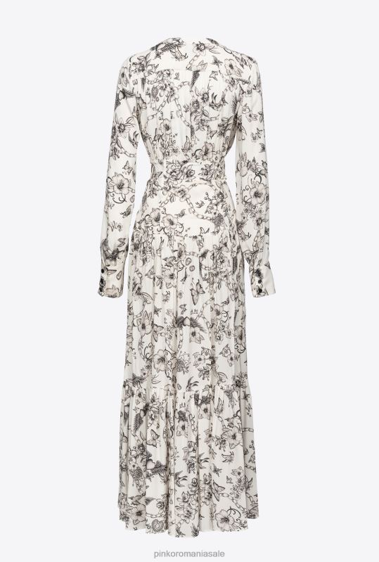 rochii lungi | rochie cămașă cu imprimeu tatuaje Pinko unt/negru B0D08114