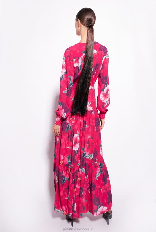 rochii lungi | rochie camasa lunga cu imprimeu hibiscus Pinko multi. fucsia/roz B0D08141