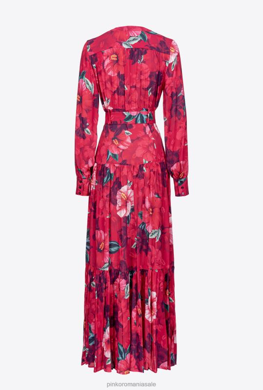 rochii lungi | rochie camasa lunga cu imprimeu hibiscus Pinko multi. fucsia/roz B0D08141