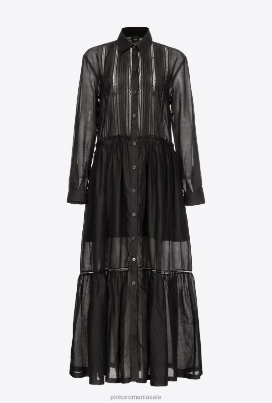 rochii lungi | rochie camasa lunga de muselina Pinko limuzina neagră B0D0898