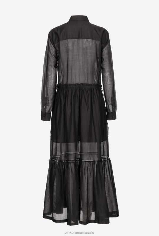 rochii lungi | rochie camasa lunga de muselina Pinko limuzina neagră B0D0898