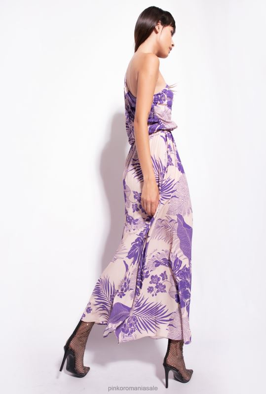 rochii lungi | rochie cu un singur umăr cu imprimeu tropical Pinko nud/violet B0D08131