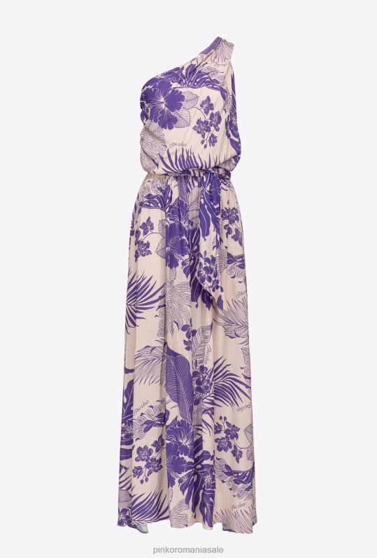 rochii lungi | rochie cu un singur umăr cu imprimeu tropical Pinko nud/violet B0D08131
