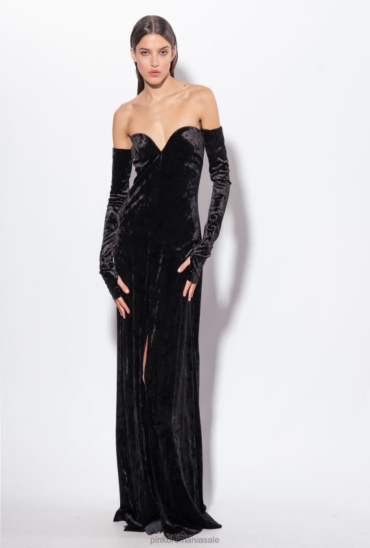 rochii lungi | rochie de catifea fără umeri Pinko limuzina neagră B0D08198